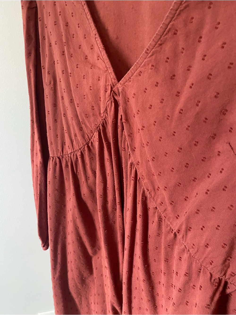 Old Navy Rust Mini Dress with Textured Dot Detail